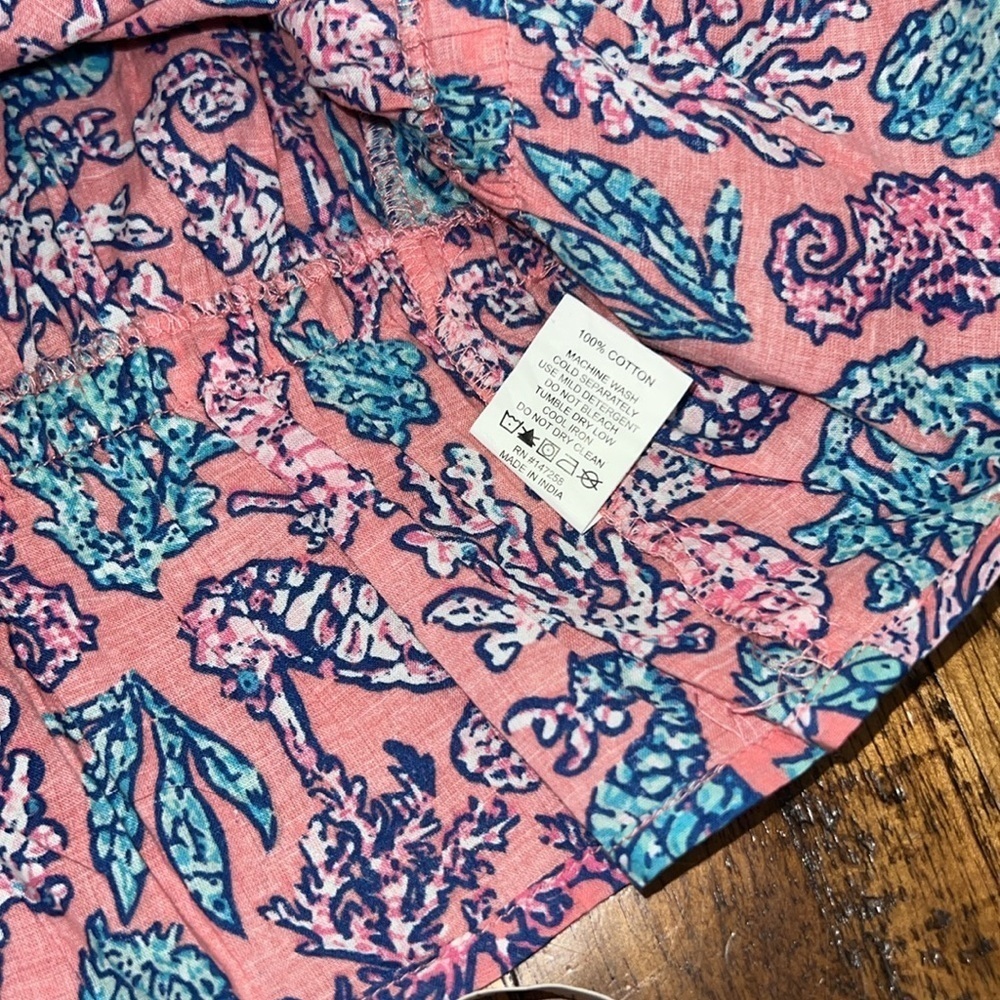 NWT Simply Southern Top Seahorses blue elastic waist sleeveless ruffle detail XL - Picture 12 of 13
